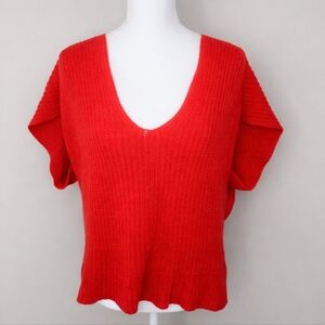 CAbi Ruby Slouchy Pullover Oversized Ribbed Knit V-Neck Dolman Sleeve Sweater